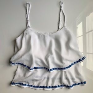 Abercrombie & Fitch Floral Embroidered Ruffle Tank